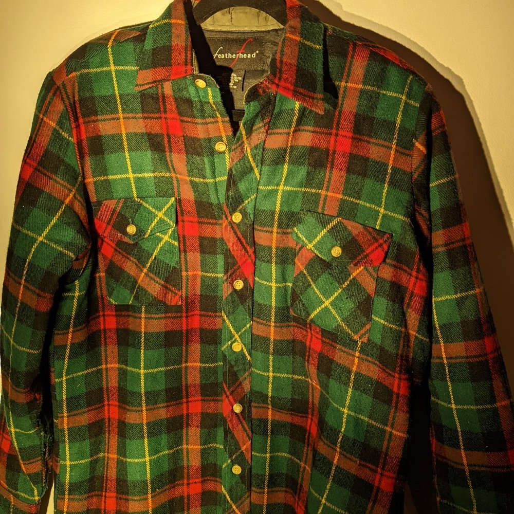 Vintage Feather head Lined Plaid Shirt / Light Jacket.